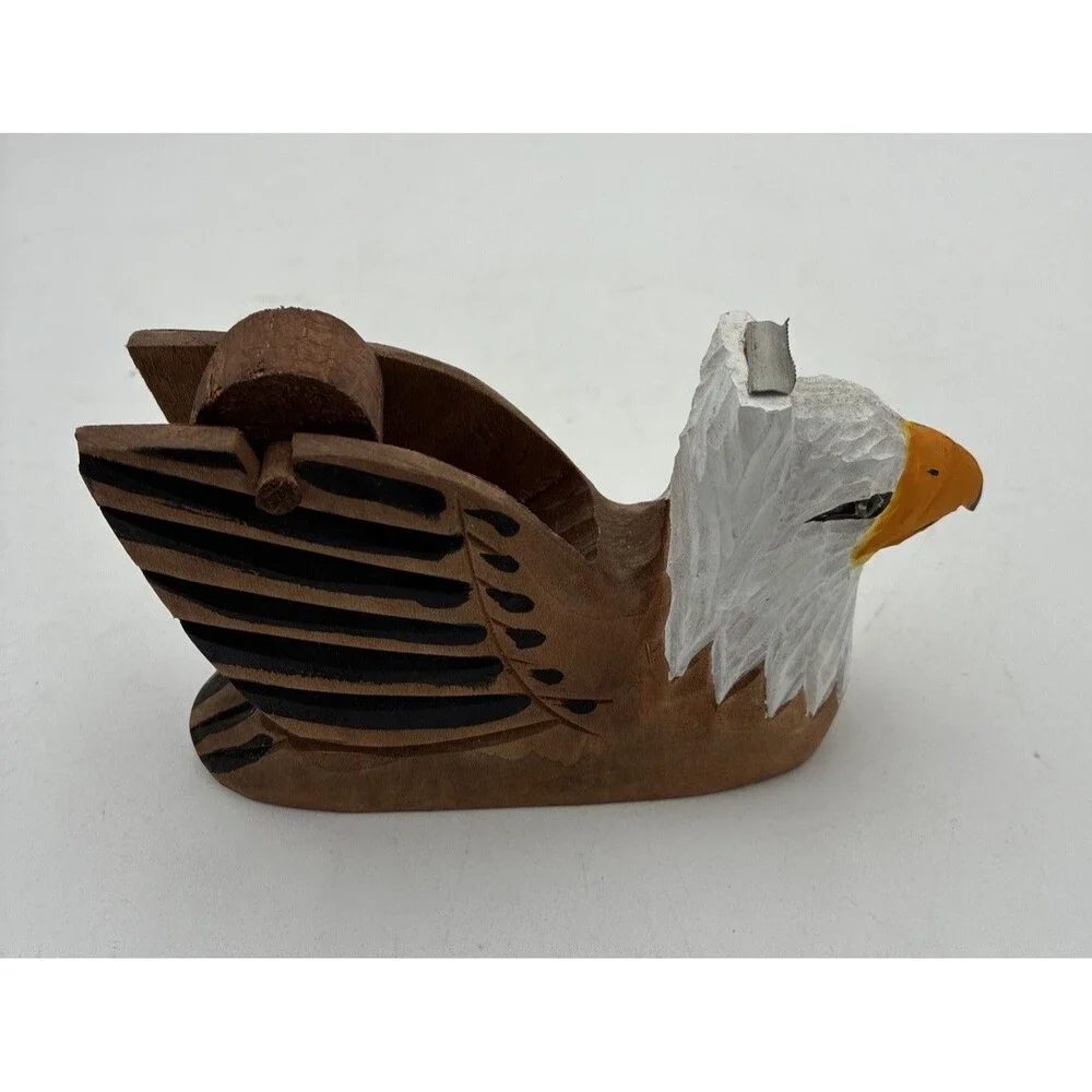 eagle head shape Tape Dispenser desk top wood carving